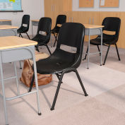 Flash Furniture Ergonomic Shell Stack Chair - Plastic - Black - Hercules Series - Pkg Qty 4
