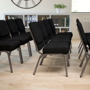 Flash Furniture 21''W Stacking Church Chair - Fabric - Black - Hercules Series