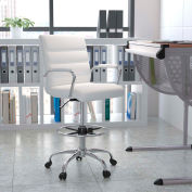 Flash Furniture Mid-Back LeatherSoft Gaming Chair, Adjustable Foot Ring, Chrome Base, White