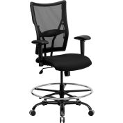 Flash Furniture Big and Tall Mesh Ergonomic Drafting Stool - Black - Hercules Series