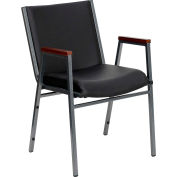 Flash Furniture Heavy Duty Stacking Chair with Arms - Vinyl - Black - Hercules Series