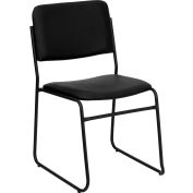 Flash Furniture High Density Stacking Chair with Sled Base - Vinyl - Black - Hercules Series - Pkg Qty 4