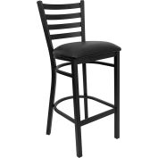 Flash Furniture Black Ladder Back Metal Restaurant Barstool - Vinyl - Black - Hercules Series