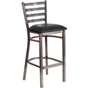 Flash Furniture Clear Coated Ladder Back Metal Restaurant Barstool - Vinyl - Black - Hercules Series