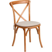 Flash Furniture Stacking Wood Cross Back Chair with Cushion - Oak - Hercules Series