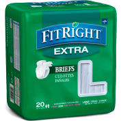 Medline® FitRight Extra Adult Disposable Briefs, Size L, Waist Size 48"-58", 20/Bag