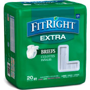 Medline&#174; FitRight Extra Adult Disposable Briefs, Size L, Waist Size 48&quot;-58&quot;, 20/Bag