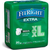 Medline&#174; FitRight Extra Adult Disposable Briefs, Size 2XL, Waist Size 60&quot;-69&quot;, 20/Bag
