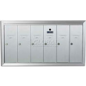 Recessed Vertical 1250 Series, 6 Door Mailbox, Anodized Aluminum