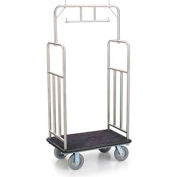 Forbes Standard Bellman Cart 2479-DT-BK-BK Stainless, Black Carpet, Black Bumper, 8" Rubber