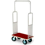 Forbes Standard Bellman Cart 2487-RD-BE Stainless, Red Carpet, Beige Bumper, 8" Pneumatic