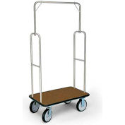 Forbes Standard Bellman Cart 2496-BN-BN Stainless, Brown Carpet, Brown Bumper, 8" Rubber