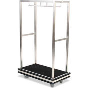 Forbes Deluxe Bellman Cart 2505DB-SS-BK-BK Stainless Steel, Black Carpet, Black Bumper, 8" Rubber
