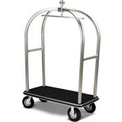 Forbes Birdcage Bellman Cart 2528-PDT-BK-BK Stainless, Black Carpet, Black Bumper, 8" Pneumatic