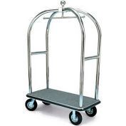 Forbes Birdcage Bellman Cart 2528-GY-BK Stainless Steel, Gray Carpet, Black Bumper, 8" Pneumatic