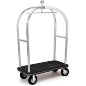 Forbes Birdcage Bellman Cart 2537-DT-BK-GY Stainless, Black Carpet, Gray Bumper, 8" Pneumatic