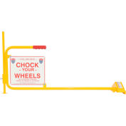 Railroad Flag Rail Car Chock with &quot;Chock Your Wheels&quot; Sign FRC-2