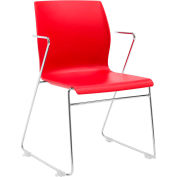 Eurotech Plastic Stack Chair with Arms - Red - Faze Series - Pkg Qty 2