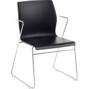 Eurotech Plastic Stack Chair with Arms - Black - Faze Series - Pkg Qty 2