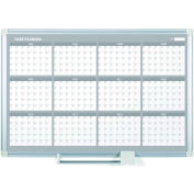 MasterVision Magnetic Steel Dry-Erase Twelve Month Planner, 36" X 48", Aluminum Frame