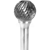 Grobet Ball Carbide Burr 32.854, Double Cut, 1/8" Shank DIA, 1-1/2" OAL