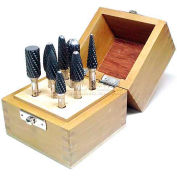 Grobet Carbide Burr Set 32.931SY, Bear Cut, 1/4" Shank Diameter, 8 Piece Set
