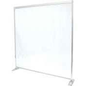 Global Industrial Floor Supported Portable Personal Safety Partition, 5'W x 5'H, Clear