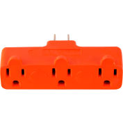 GoGreen Power, 3 Outlet Tri-Tap Rubber Adapter, GG-03418ORB, Orange - Pkg Qty 24