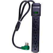 Surge Protected Power Strip, 6 Outlets, 15A, 160 Joules, 3' Cord, Black