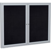 Ghent Enclosed Bulletin Board - 2 Door - Black Recycled Rubber w/Silver Frame - 36" x 48"
