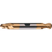 Cleveland HD-2B-TN HSS 2-Flute TiN Ball Nose Double End Mill, 13/32" x 1/2" x 13/16" x 4-1/8"