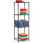 Nexel® Black Epoxy, 4 Tier, Wire Shelving Starter Unit, 24"W x 21"D x 54"H