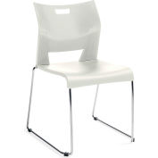 Global™ Armless Molded Stacking Chair with Sled Base - Plastic - Ivory Clouds - Duet Series