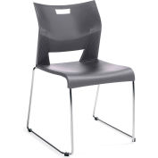 Global™ Armless Molded Stacking Chair with Sled Base - Plastic - Platinum - Duet Series