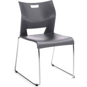 Global™ Armless Molded Stacking Chair with Sled Base - Plastic - Shadow- Duet Series