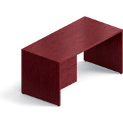 Global™ Wood Desk with Left Pedestal - 60" - Quartered Mahogany - Genoa Series