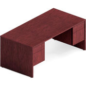 Global™ Wood Desk with Double Pedestal - 72" - Quartered Mahogany - Genoa Series