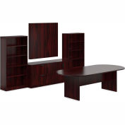 Offices To Go™ Conference Table w/ Bookcase & Lateral File - American Mahogany - Bundle #16