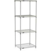 Nexelate® Silver Epoxy Wire Shelving Starter Unit - 5 Tier - 24"W x 18"D x 74"H
