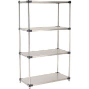 Nexel® Solid Stainless Steel Shelving Starter Unit - 5 Tier - 36"W x 18"D x 74"H