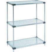 Nexel® 3 Tier Shelving Starter Unit, Solid Galvanized Steel, 42"Wx18"Dx34"H