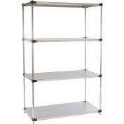 Nexel® Solid Stainless Steel Shelving Starter Unit - 5 Tier - 48"W x 18"D x 63"H