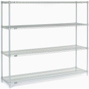 Nexelate® Silver Epoxy Wire Shelving Starter Unit - 5 Tier - 72"W x 21"D x 74"H