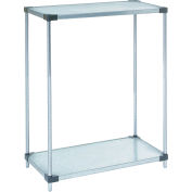 Nexel® 2 Tier Shelving Starter Unit, Solid Galvanized Steel, 24"Wx24"Dx34"H