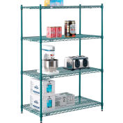 Nexel® Poly-Green®, 5 Tier, Wire Shelving Starter Unit, 48"W x 24"D x 63"H