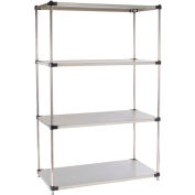 Nexel® Solid Stainless Steel Shelving Starter Unit - 5 Tier - 48"W x 24"D x 63"H