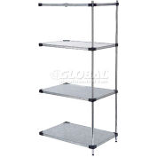 Nexel® 5 Tier Shelving Add-On Unit, Solid Galvanized Steel, 36"Wx18"Dx74"H
