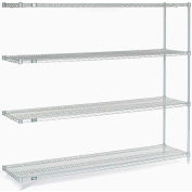 Nexelate® Silver Epoxy Wire Shelving Add-On Unit - 5 Tier - 60"W x 24"D x 63"H