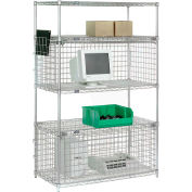 Nexel® Chrome Wire Shelving Unit with One Enclosure - 36"W x 24"D x 74"H