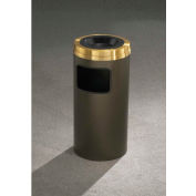 Glaro 17 Gallon Ash/Trash Receptacle w/Sand Cover, Satin Black/Satin Brass Lid - C2060-BK-BE